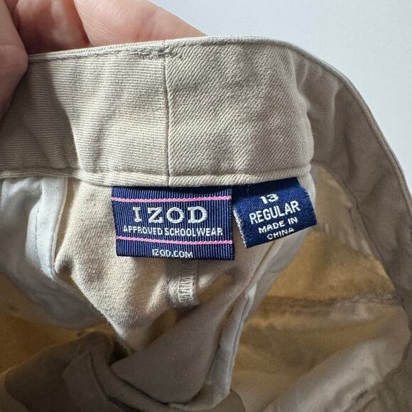IZOD Skirt Girls Size 13 Khaki Approved School Ware Pocket Minimal Prep Classic - Picture 5 of 7